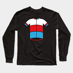 Blue & Red Cycling Jersey Pattern Long Sleeve T-Shirt